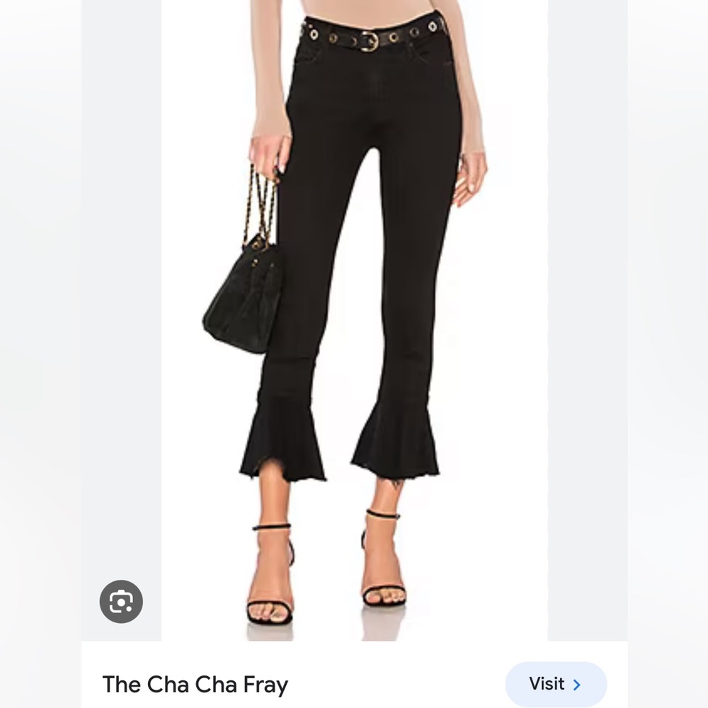 Mother Cha Cha cropped fray jeans, NEOT, black, size 10